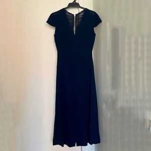ROLAND MOURET Navy Stretch Crepe Mesh Midi Dress NEW - UK 8 / XS